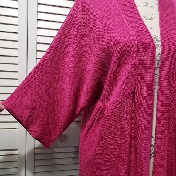 Madison Kimono Style Open Cardigan Women's XL Pink 3/4 Sleeve Knit Sweater - Picture 3 of 10